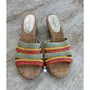 Eric Javits Multi-color Cork Wedge Sandals. 10.5 non slip bottoms. Cork overlay